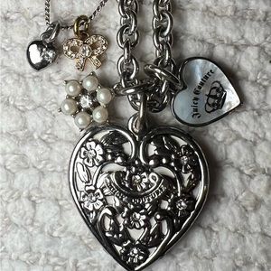 Rare silver Juicy couture dual chain pendant with charms, two tone
